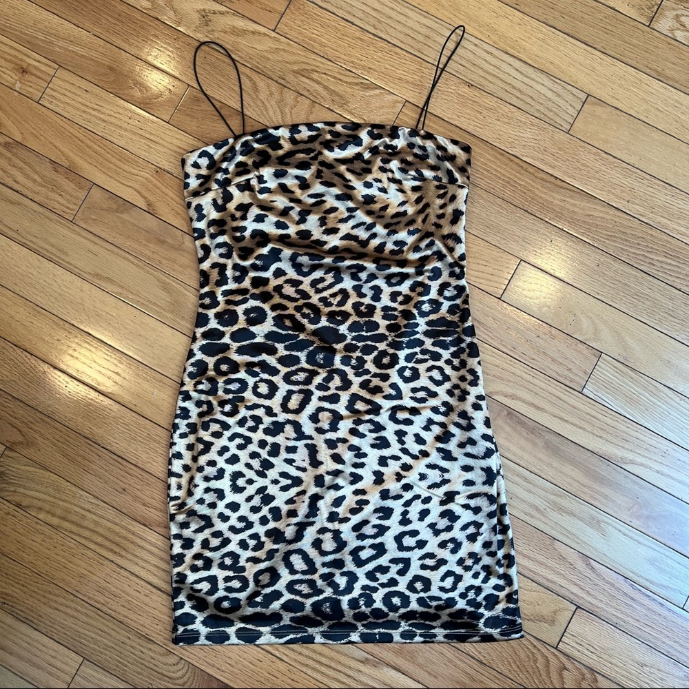 Leopard Print Satin Mini Dress